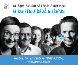 Oficjalny plakat niebieskiego miesiąca stowarzyszenie synapsis.org.pl